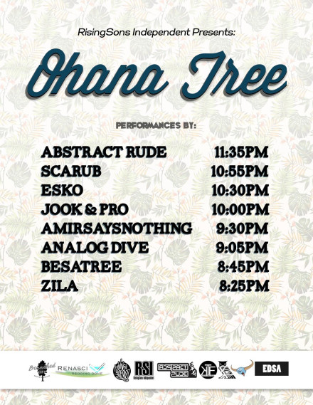 Set times for Ohana Tree with Scarub