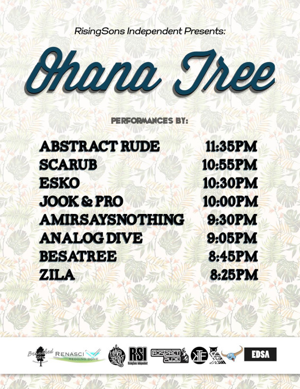 Set times for Ohana Tree with Scarub